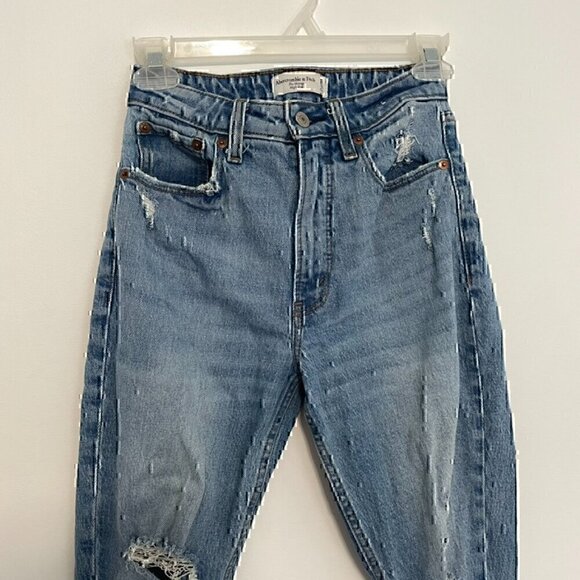ABERCROMBIE FITCH A&F Skinny High Rise Medium Wash Ripped Rips 24 00 CURVE LOVE - Picture 4 of 12